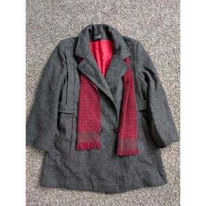 Basile Wool Peacoat Women's City Jacket Gray Red‎ Small USA Made